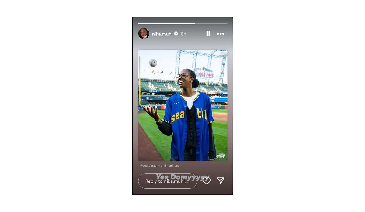 Nika Muhl reposts the Storm's post on her story